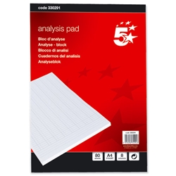 5 Star Analysis Pad Ruled 70gsm 8 Cash Column 80 Leaf A4 Ref 100080289