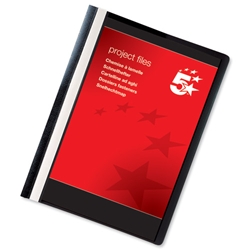 5 Star Project Flat File Lightweight Polypropylene with Indexing Strip A4 Black [Pack 5]