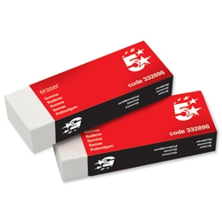 5 Star Plastic Eraser Paper-sleeved 60x21x21mm [Pack 10]