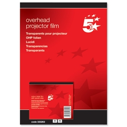 5 Star OHP Film Inkjet General Purpose 100 micron A4 Clear [Pack 50]