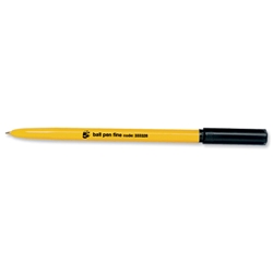 5 Star Ball Pen Yellow Barrel Fine 0.8mm Tip 0.3mm Line Black [Pack 50]