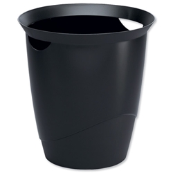 Durable Vivid Waste Bin Plastic with Handles 16 Litre Black Ref 1701710060