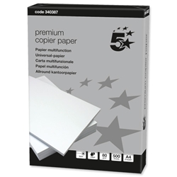 5 Star Copier A4 Paper Smooth Ream-Wrapped 80gsm High White [500 Sheets]