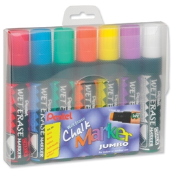 Pentel Chalk Markers Waterproof Wet Erase Chisel Tip Jumbo Assorted Ref SMW56/7 [Pack 7] - Item image