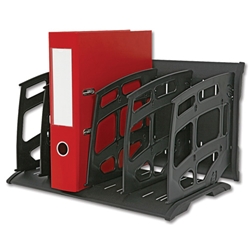 Arnos Versa-Tidy Book Rack Horizontal or Vertical 5 Compartments A4 Black Ref F176B