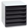 Post Set Filing Unit with 5 Drawers A4 W291xD352xH291mm Black and Grey