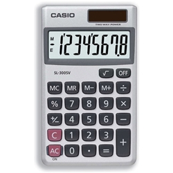 Casio Calculator Handheld Battery Solar-power 8 Digit 4 Key Memory Wallet 70x117x8mm Ref SL300SV
