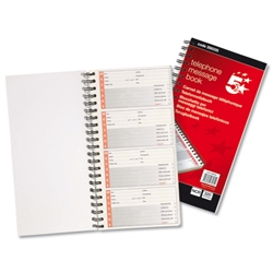 5 Star Telephone Message Book Wirebound Carbonless 320 Notes 80 Pages 279x152mm