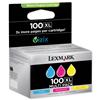 Lexmark No. 100XL Inkjet Cartridge High Yield [Pack 3] - 14N0850