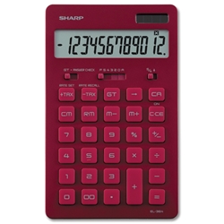 Sharp Desktop Calculator Solar/Battery-power 12 Digit 4 Key Memory Red W110xD176xH13mm Ref EL364R