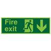 Niteglo Fire Exit Sign Man and Arrow Down Right 450x150mm - FX04211M