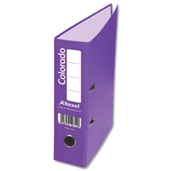 Rexel Colorado Lever Arch File Plastic 80mm Spine A4 Purple Ref 28847 [Pack 10]