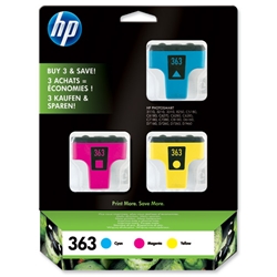 Hewlett Packard (HP) No. 363 Inkjet Cartridge 3-pack colours Ref CB333EE