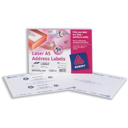Avery Addressing Labels Laser A5 Sheet of 2 Each 99.1x38.1mm Ref L30063-20 [40 Labels]