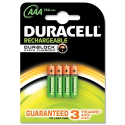 Duracell Battery Rechargeable Accu NiMH 900mAh AAA Ref 15039555 [Pack 4]