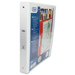 Elba Vision Ring Binder PVC with Clear Front Pocket 4 O-Ring Size 25mm A4 White Ref 100080879 [Pack 10]
