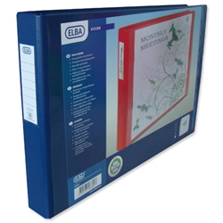 Elba Ring Binder PVC Oblong 4 D-ring 30mm Capacity A3 Blue Ref 100082460 [Pack 2]