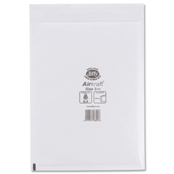 Jiffy Airkraft Postal Bags, Bubble Wrap Peel and Seal Envelopes, No.3 White 205x320mm Ref JL-3 [Pack 50]