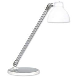 Unilux Fluorescent Desk Lamp Tilting Arm and Head Translucent Shade 12W White Ref 400012983