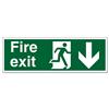 Stewart Superior Fire Exit Sign Man and Arrow Down 600x200mm - NS007