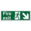 Stewart Superior Fire Exit Sign Man and Arrow Down Right - NS006