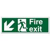 Stewart Superior Fire Exit Sign Man and Arrow Down Left - NS005