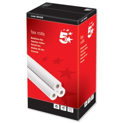 5 Star Fax Roll Thermal with 1m Warning Strip W210mmxL15mx12.2mm Core [Pack 6]