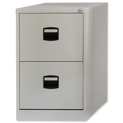 Trexus Filing Cabinet Steel Lockable 2-Drawer W470xD622xH711mm Grey