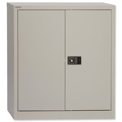 Trexus Storage Cupboard Steel 2-Door W914xD400xH1000mm Grey