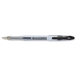 5 Star Roller Gel Pen Clear Barrel 1.0mm Tip 0.5mm Line Black [Pack 12]