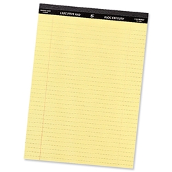 5 Star Executive Pad Perforated Top Feint Ruled Blue Margin Red 50 Yellow Sheets A4 [Pack 10]