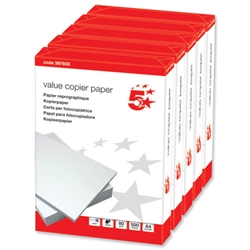 5 Star Value Copier Paper Ream-Wrapped FSC 80gsm A4 White [5 x 500 Sheets]