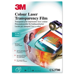 3M OHP Film Laser Colour Printer for Hewlett Packard (HP) LaserJet Ref CG3700 [Pack 50]