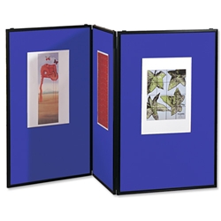 Nobo Showboard Desktop Display 5kg 3 Panels Each of W600xH900xD20mm Sides Blue and Grey Ref 1900044