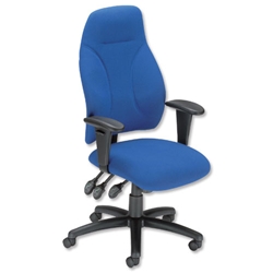 Influx Posture High Back Asynchronous Office Armchair Seat W500xD500xH420-530mm Blue