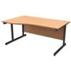 Trexus Contract Wave Desk Left Hand Graphite Legs W1600xD1000-800xH725mm Beech