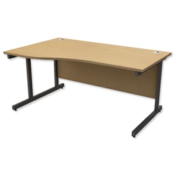 Trexus Contract Wave Desk Left Hand Graphite Legs W1600xD1000-800xH725mm Oak