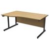 Trexus Contract Wave Desk Left Hand Graphite Legs W1600xD1000-800xH725mm Oak