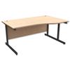 Trexus Contract Wave Desk Right Hand Graphite Legs W1600xD1000-800xH725mm Maple