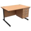 Trexus Contract Desk Rectangular with 3-Drawer Pedestal - 414946