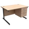 Trexus Contract Desk Rectangular with 3-Drawer Pedestal - 414970