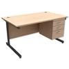 Trexus Contract Desk Rectangular with 3-Drawer Pedestal - 415090