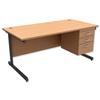 Trexus Contract Desk Rectangular with 3-Drawer Pedestal - 415155