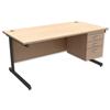 Trexus Contract Desk Rectangular with 3-Drawer Pedestal - 415196