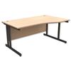 Trexus Contract Plus Cantilever Wave Desk Right Hand Graphite Legs W1600xD800xH725mm Maple