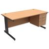 Trexus Contract Plus Cantilever Desk Rectangular 3-Drawer - 415755