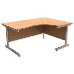 Trexus Contract Radial Desk Right Hand Silver Legs W1600xD1200xH725mm Beech