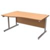 Trexus Contract Wave Desk Left Hand Silver Legs W1600xD1000-800xH725mm Beech