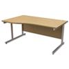 Trexus Contract Wave Desk Left Hand Silver Legs W1600xD1000-800xH725mm Oak