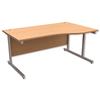 Trexus Contract Wave Desk Right Hand Silver Legs W1600xD1000-800xH725mm Beech
